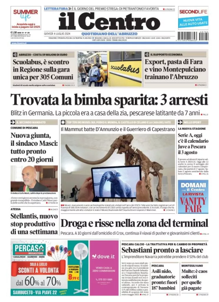 Prima-pagina-il centro-oggi-edizione-del-2024-07-04